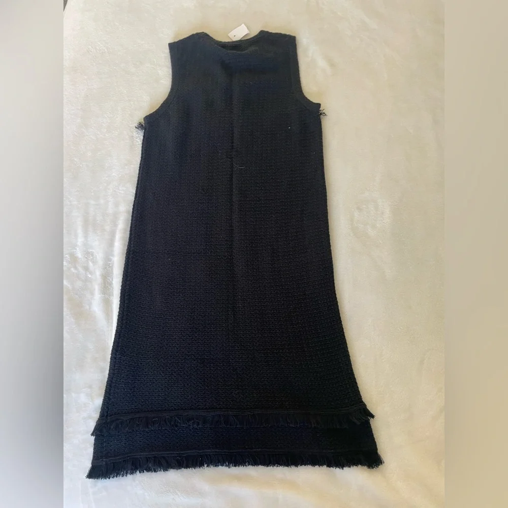 J. Crew Black Fringe Knit MIDI Dress